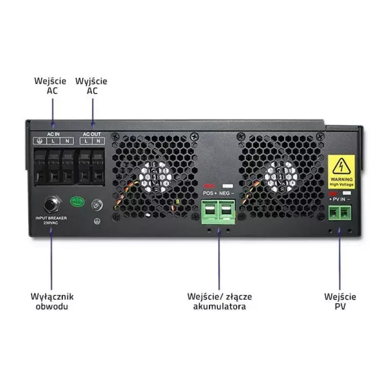 Qoltec 53886 hybrydowy inwerter solarny Off-Grid, 3,5 kW, 100 A MPPT, 24 V, czysty sinus