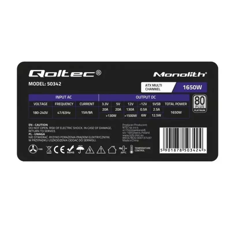 Zasilacz Qoltec 50342 1650W