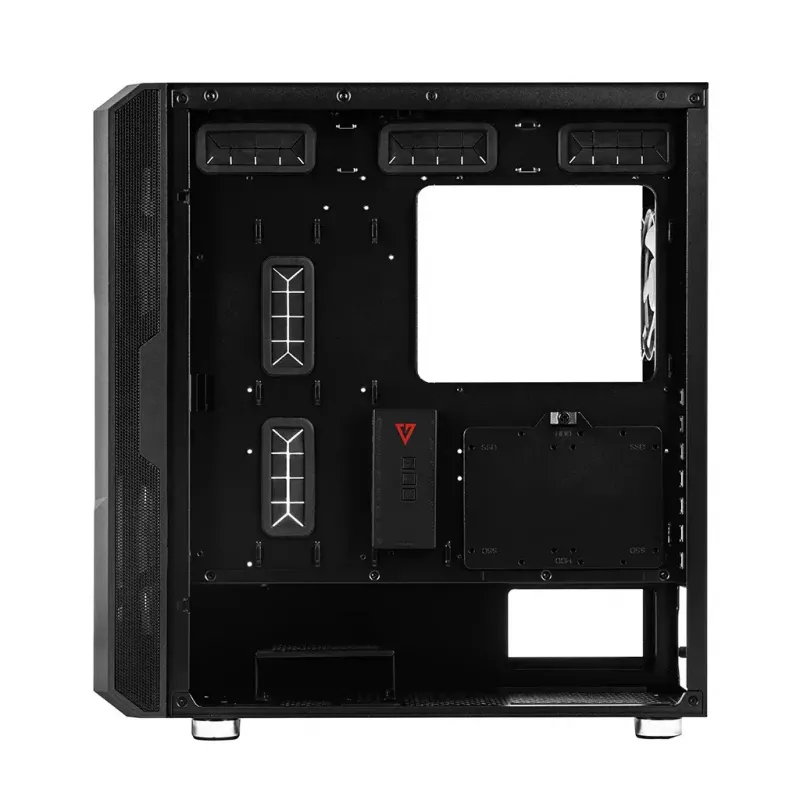 Obudowa PC MODECOM AMIRANI ARGB Midi Tower, czarna, szkło hartowane, 2 wentylatory 200 mm z przodu + 1 wentylator 120 mm z tyłu, USB-A 2x, USB-C 1x, obsługa ATX/ITX, GPU do 35 cm