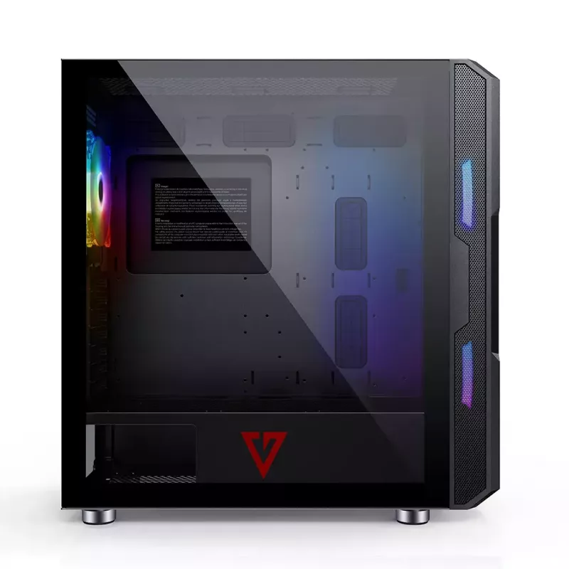 Obudowa PC MODECOM AMIRANI ARGB Midi Tower, czarna, szkło hartowane, 2 wentylatory 200 mm z przodu + 1 wentylator 120 mm z tyłu, USB-A 2x, USB-C 1x, obsługa ATX/ITX, GPU do 35 cm