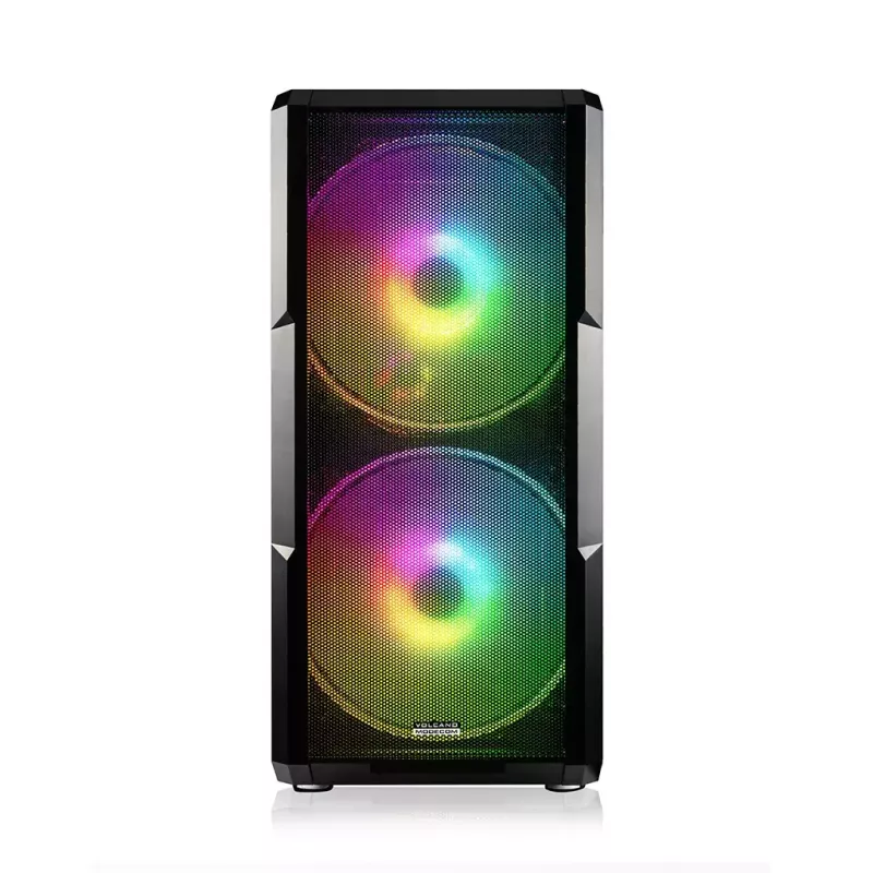 Obudowa PC MODECOM AMIRANI ARGB Midi Tower, czarna, szkło hartowane, 2 wentylatory 200 mm z przodu + 1 wentylator 120 mm z tyłu, USB-A 2x, USB-C 1x, obsługa ATX/ITX, GPU do 35 cm