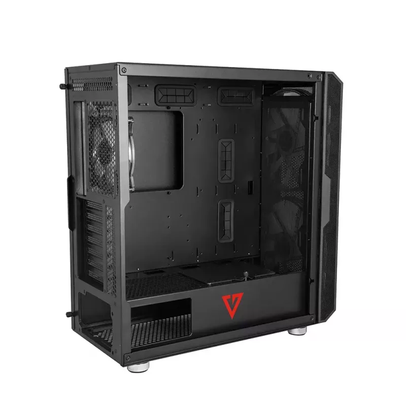 Obudowa PC MODECOM AMIRANI ARGB Midi Tower, czarna, szkło hartowane, 2 wentylatory 200 mm z przodu + 1 wentylator 120 mm z tyłu, USB-A 2x, USB-C 1x, obsługa ATX/ITX, GPU do 35 cm