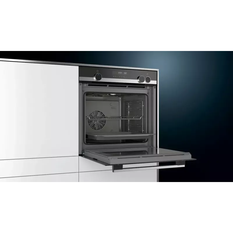 Piekarnik elektryczny do zabudowy Siemens iQ500 HR538ABS1, 71 L, czarny, stal nierdzewna, wyświetlacz LCD