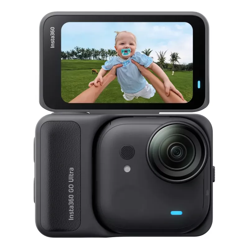 Kamera sportowa akcji Insta360 GO Ultra Standard Czarny — 4K Ultra HD 3840×2880, sensor 1/1,28 cala, 240 fps, Wi‑Fi, wbudowany wyświetlacz, MicroSD, 52,9 g