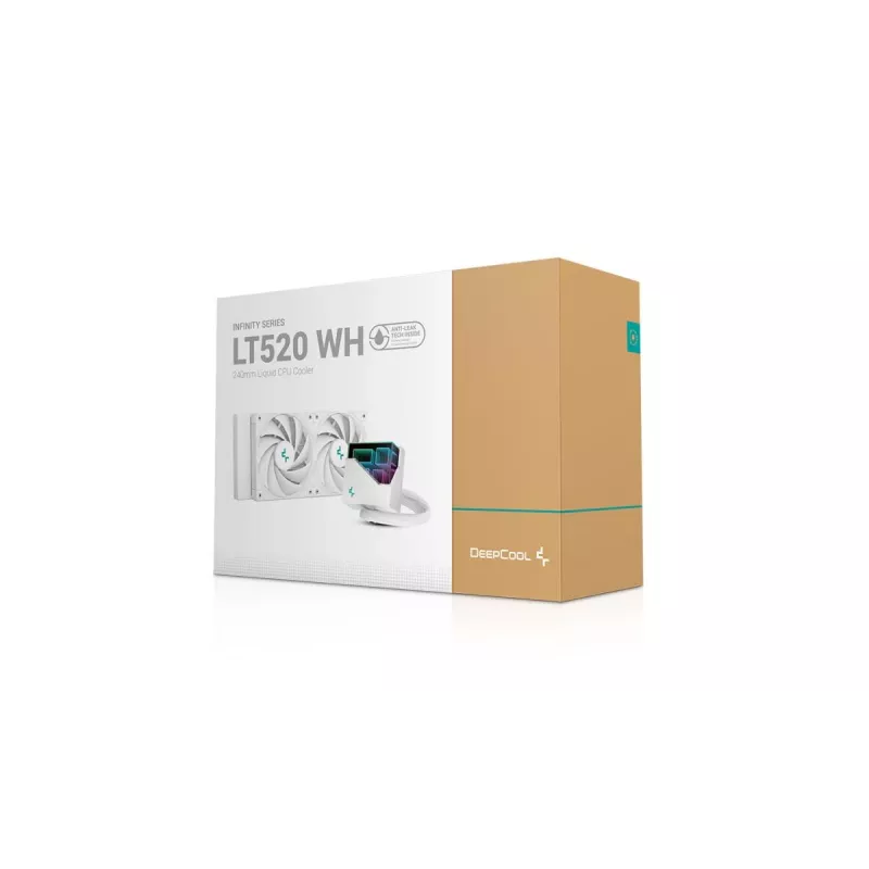 Zintegrowany układ chłodzenia cieczą DeepCool LT520 WH, biały, radiator 240mm, 2x120mm wentylatory FDB, PWM, obsługa LGA/AM4/AM5/sTR4
