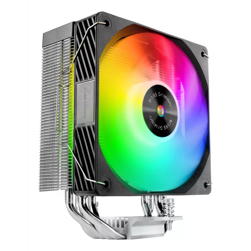 Chłodzenie powietrzne TACENS Mars Gaming MCPU-X4ARGB — wentylator 120 mm ARGB, 4 rurki cieplne, TDP 220 W, PWM, obsługa LGA1200