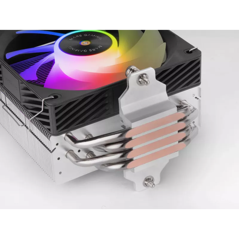 Chłodzenie powietrzne TACENS Mars Gaming MCPU-X4ARGB — wentylator 120 mm ARGB, 4 rurki cieplne, TDP 220 W, PWM, obsługa LGA1200