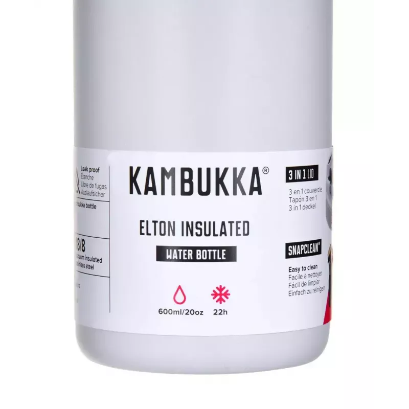 Butelka termiczna Kambukka Elton 600 ml Kredowa Biel — termos próżniowy, stal nierdzewna 18/8, szczelna, pokrywka Snapclean
