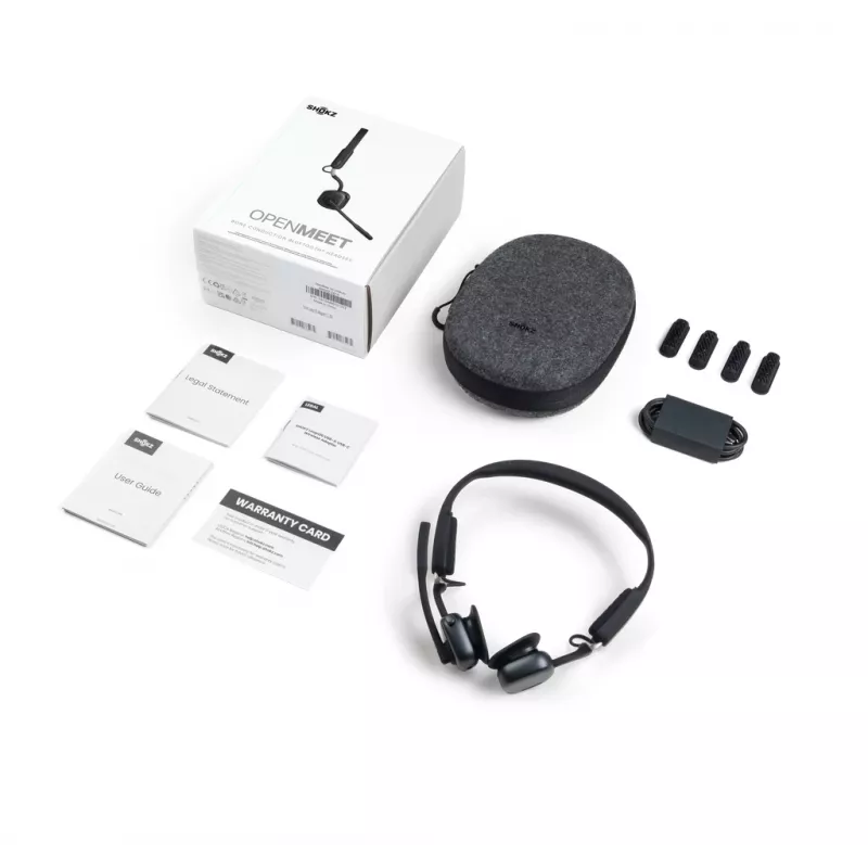 Bezprzewodowy zestaw słuchowy SHOKZ OpenMeet do wideokonferencji z przewodnictwem kostnym Bluetooth