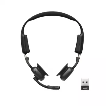 SHOKZ OpenMeet UC Bezprzewodowy Słuchawkowy Zestaw Konferencyjny z Technologią Kostną Bluetooth z Adapterem USB-A