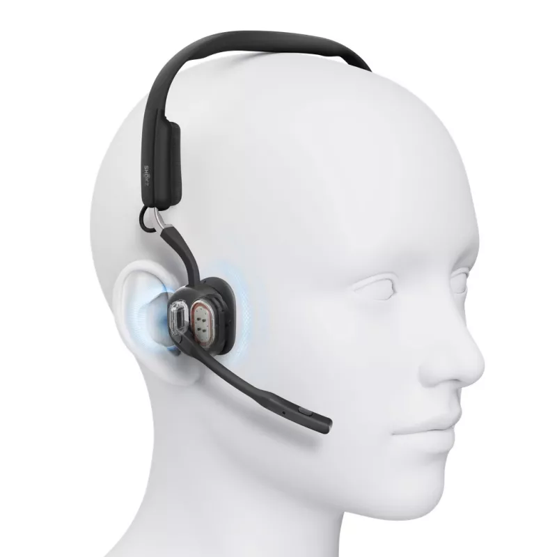 SHOKZ OpenMeet UC Bezprzewodowy Słuchawkowy Zestaw Konferencyjny z Technologią Kostną Bluetooth z Adapterem USB-A