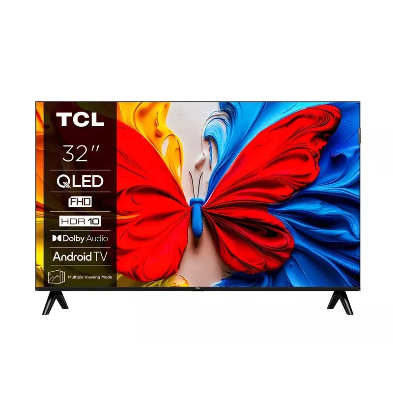 TCL 32V5C 32 cale QLED Full HD Smart TV, Android TV, 1920×1080, 60 Hz, 2×HDMI, Wi‑Fi, Bluetooth, 20 W, Czarny