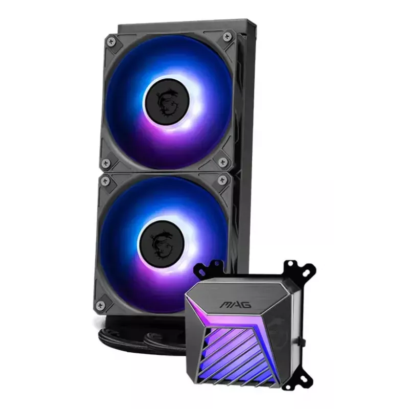Chłodzenie cieczą All-in-one MSI MAG Coreliquid A15 240 — radiator 240 mm, 2 wentylatory 120 mm, LGA1700/AM4/AM5, czarny