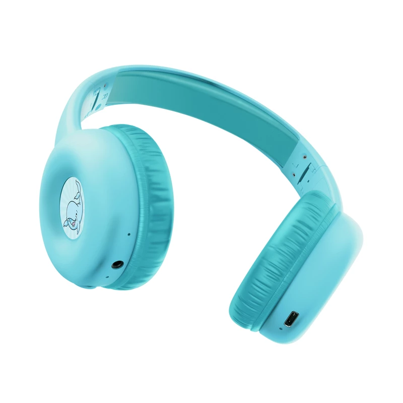 Zestaw słuchawkowy TRUST Nouna binauralny Bluetooth/USB-C przewodowy i bezprzewodowy, składany, dla dzieci, niebieski, przetworniki 4 cm