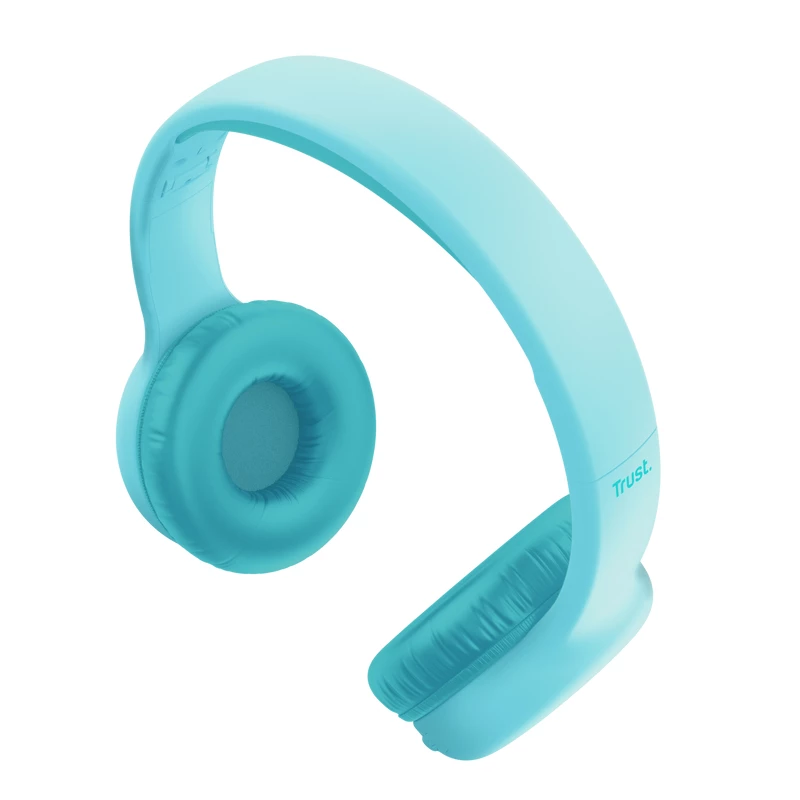 Zestaw słuchawkowy TRUST Nouna binauralny Bluetooth/USB-C przewodowy i bezprzewodowy, składany, dla dzieci, niebieski, przetworniki 4 cm