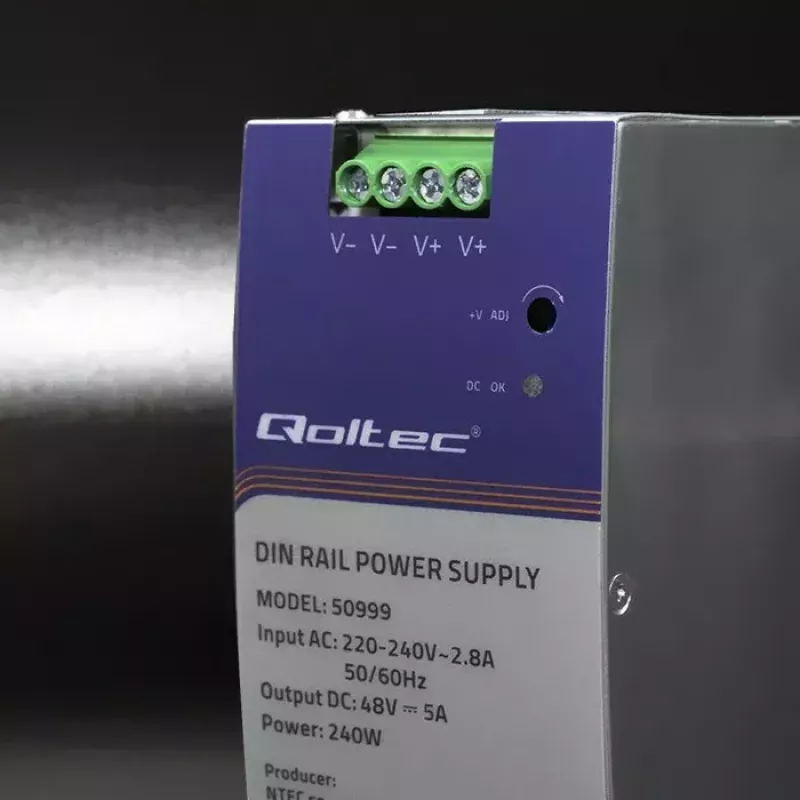 Zasilacz na szynę DIN QOLTEC 50999, 240 W, 48 V DC, 5 A wyjście