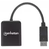 Manhattan DisplayPort 1.2 do 2-portowego rozdzielacza DisplayPort 1.2 z MST, 4K@30Hz, zasilany przez USB-A, funkcja ściany wideo, czarny, MST = transport wielostrumieniowy, 3-letnia gwarancja