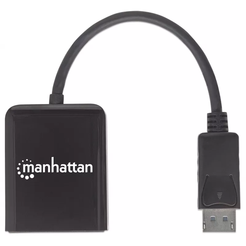 Manhattan DisplayPort 1.2 do 2-portowego rozdzielacza DisplayPort 1.2 z MST, 4K@30Hz, zasilany przez USB-A, funkcja ściany wideo, czarny, MST = transport wielostrumieniowy, 3-letnia gwarancja