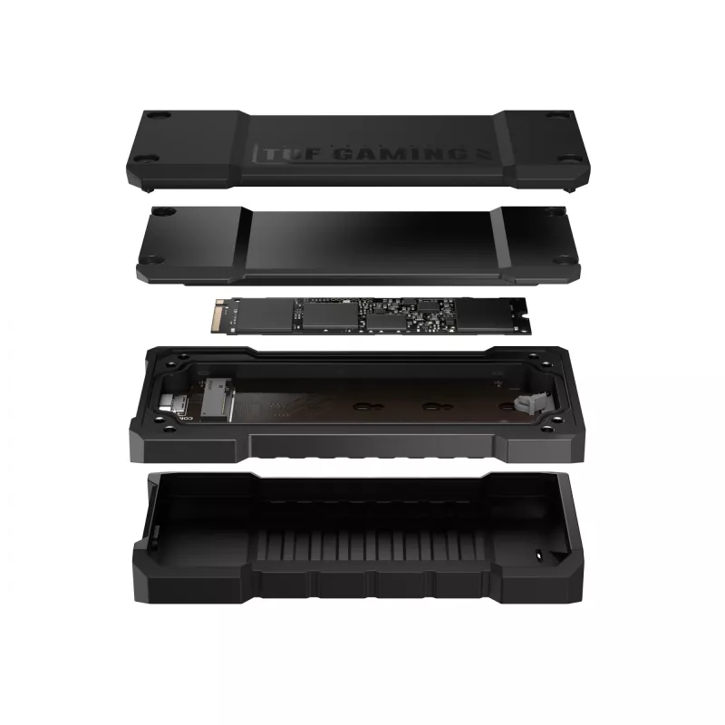SSD enclosure ASUS TUF Gaming A2 Czarny for M.2 PCIe / SATA, USB 3.2 Gen 2x2 20 Gbit/s, up to 4 TB, aluminium, IP68
