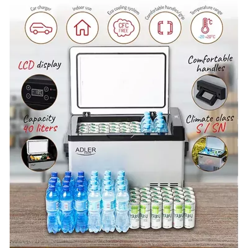 Zamrażarka skrzyniowa Adler AD 8081 — pojemność 40 L, biała, wolnostojąca, poziom hałasu 40 dB