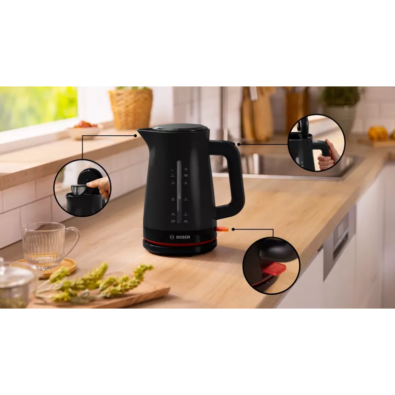 Czajnik elektryczny Bosch MyMoment TWK3M123 — 1,7 l, 2400 W, czarny