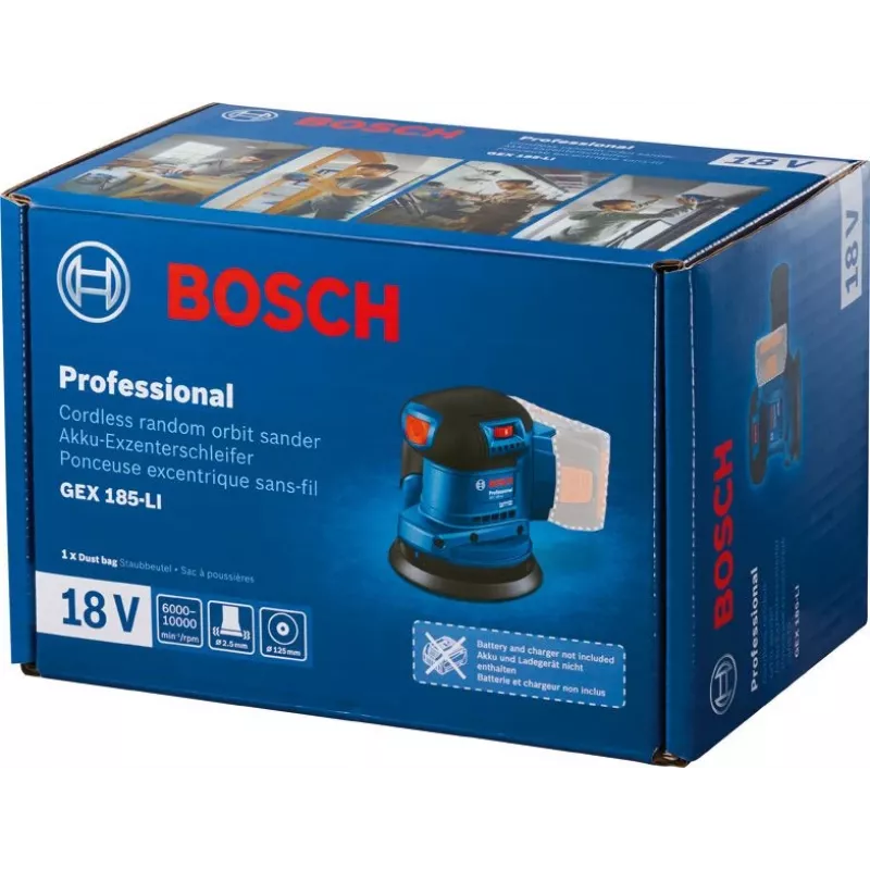 Bosch GEX 185-LI Professional Szlifierka mimośrodowa 10000 OPM Niebieski