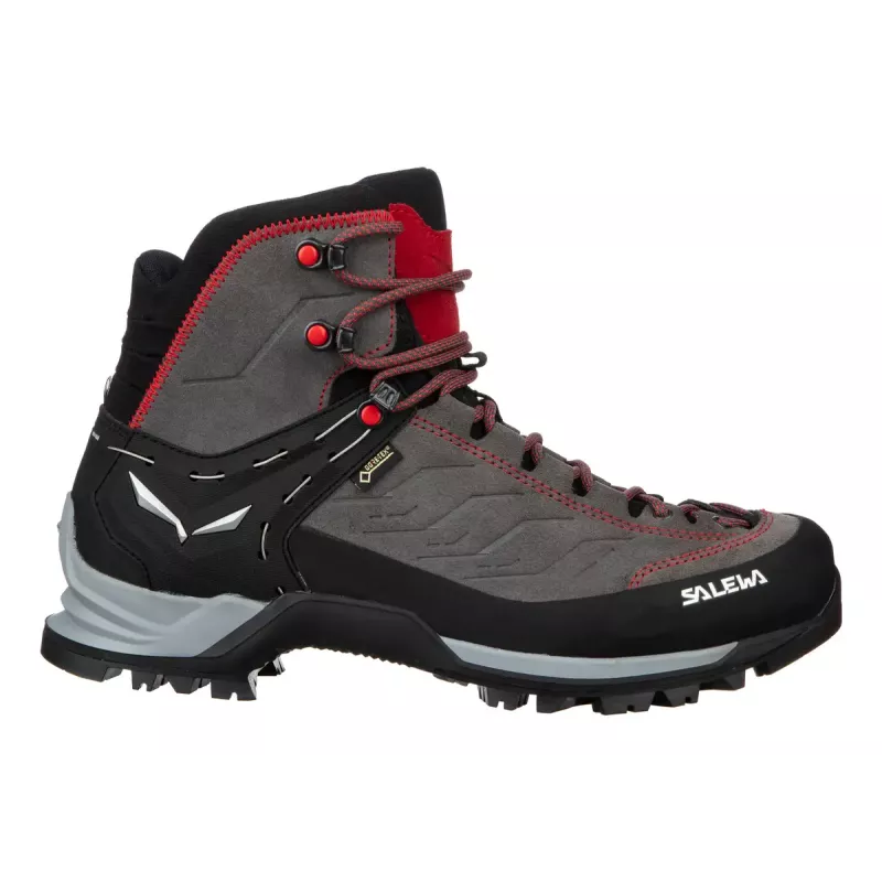 Salewa MTN Trainer Mid GTX Męskie Dorosłe Węgiel Szary Czerwony Skóra Zamsz Vibram