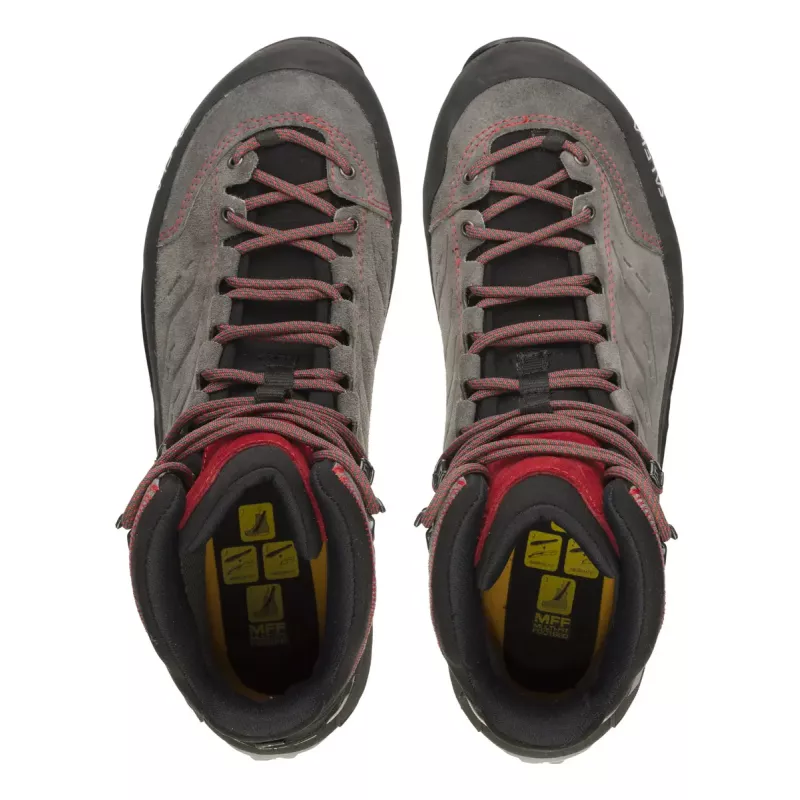 Salewa MTN Trainer Mid GTX Męskie Dorosłe Węgiel Szary Czerwony Skóra Zamsz Vibram