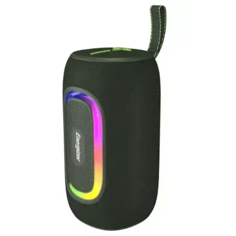 Przenośny głośnik imprezowy Energizer BTS163 — 16 W RMS, Bluetooth, Li‑Ion 1800 mAh, MicroSD, wielokolorowe podświetlenie, czarny