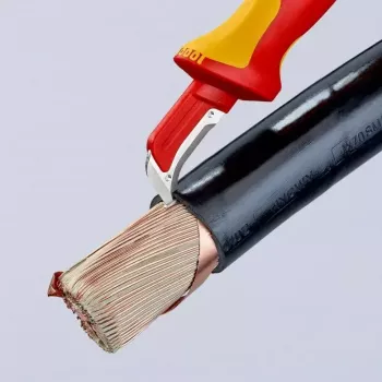 Nóż uniwersalny Knipex 98 55 SB czerwono-żółty ostrze stałe