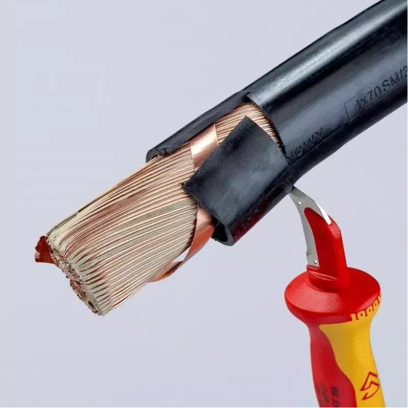 Nóż uniwersalny Knipex 98 55 SB czerwono-żółty ostrze stałe