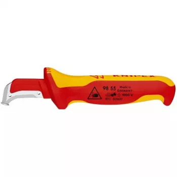 Nóż uniwersalny Knipex 98 55 SB czerwono-żółty ostrze stałe