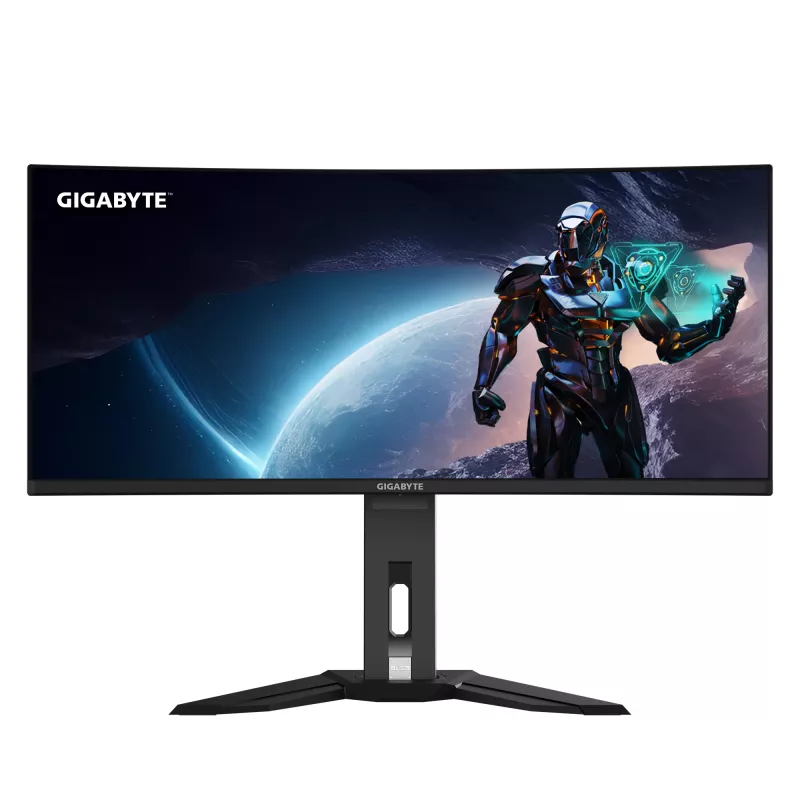 GIGABYTE MO34WQC2 34-calowy zakrzywiony monitor gamingowy OLED WQHD - 3440 x 1440, 240 Hz, 0,03 ms, KVM, 250 cd/m², FreeSync Premium Pro, DisplayHDR True Black 400, HDMI 2.1, DisplayPort 1.4