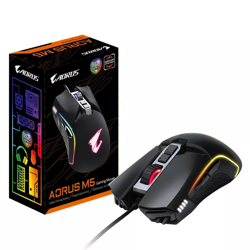 Mysz GIGABYTE AORUS M5 do gier Praworęczna USB Typ-A Optyczna 16000 DPI