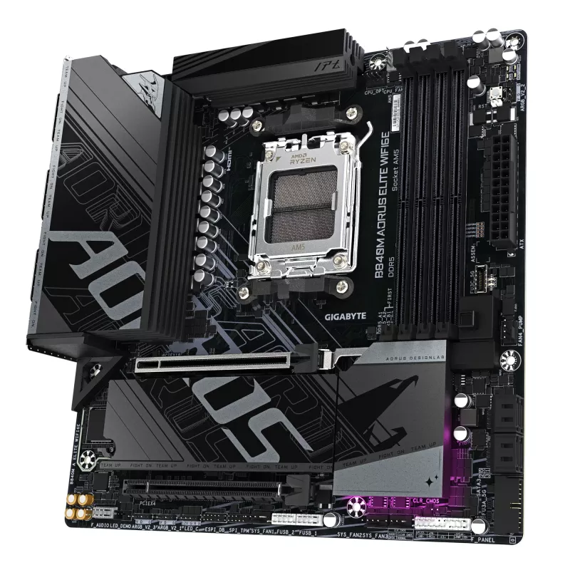 Płyta główna GIGABYTE B840M AORUS ELITE WIFI6E - procesory AMD Ryzen 9000, 10+2+2 faz VRM, do 8200MHz DDR5 (O.C), 2xPCIe 4.0 M.2, Wi-Fi 6E, 2,5GbE LAN, USB 3.2 Gen 2