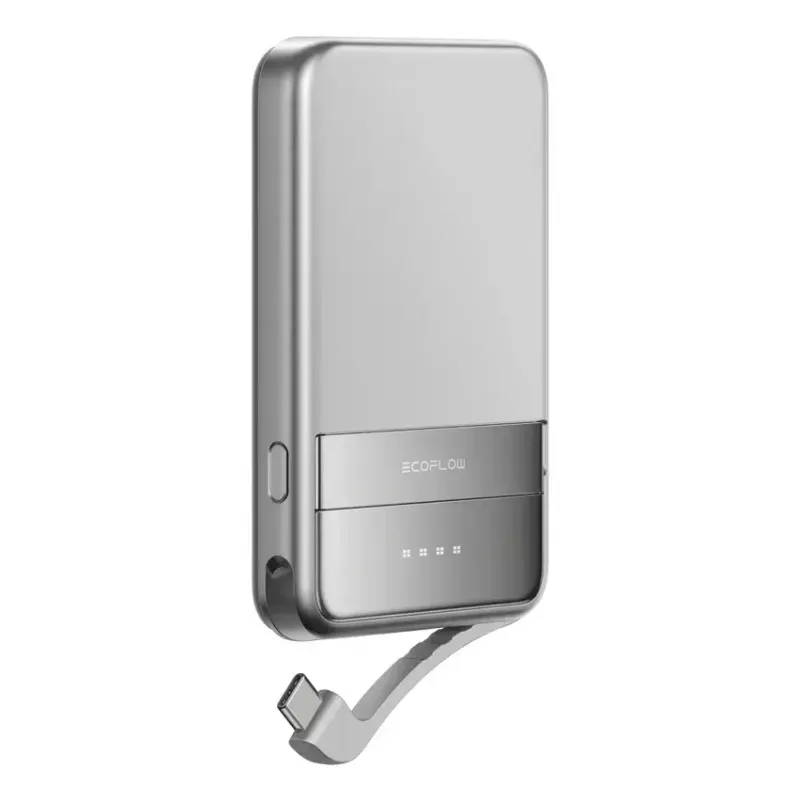 Power bank EcoFlow Rapid 5000 (Lithium-Ion 5000 mAh, PD fast charge, 30 W total, wireless, USB-C, srebrny)