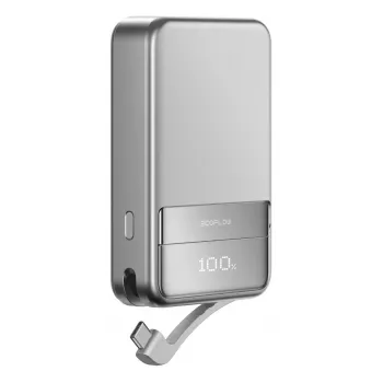 Power bank EcoFlow Rapid 5000 (Lithium-Ion 5000 mAh, PD fast charge, 30 W total, wireless, USB-C, srebrny)