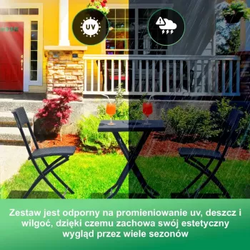 Zestaw mebli ogrodowych Extralink L-0201P — 2 krzesła i czarny stolik