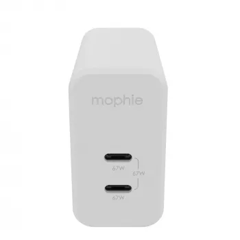 mophie Akcesoria-ładowarka ścienna-USB-C-PD-DUAL-67W-GAN-Biały-EU (2xUSBC)