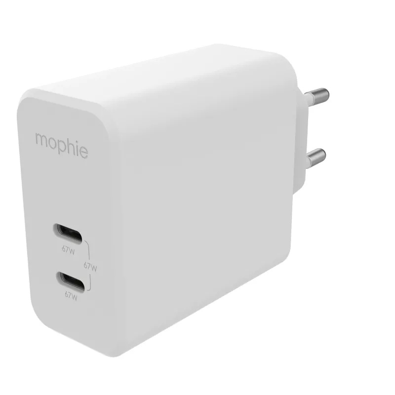 mophie Akcesoria-ładowarka ścienna-USB-C-PD-DUAL-67W-GAN-Biały-EU (2xUSBC)