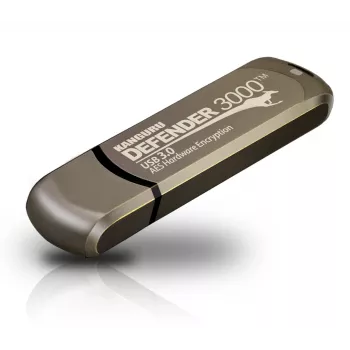 Kanguru Defender 3000™ SuperSpeed USB 3.0 | Bezpieczna pamięć flash | FIPS 140-3 Level 3 w toku, FIPS 140-2 Level 3 Certified | Sprzętowe szyfrowanie AES-XTS 256-bit | Zgodność z TAA