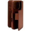 Skórzane odczepiane etui z portfelem do iPhone 16 Pro — brązowe, skóra naturalna, mikrofibra, ekran 6,3 cala, 3 kieszenie na karty