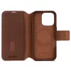 Skórzane odczepiane etui z portfelem do iPhone 16 Pro — brązowe, skóra naturalna, mikrofibra, ekran 6,3 cala, 3 kieszenie na karty