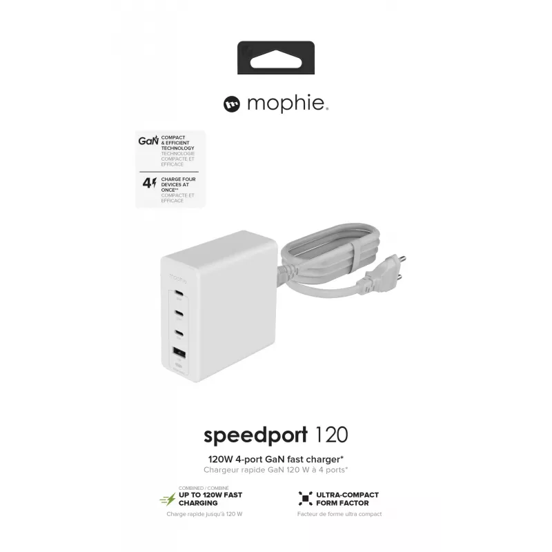 mophie Accessories-Wall Adapter-USB-C-PD-HUB-120W-GAN-Biały-EU(3xUSBC + 1xUSBA)