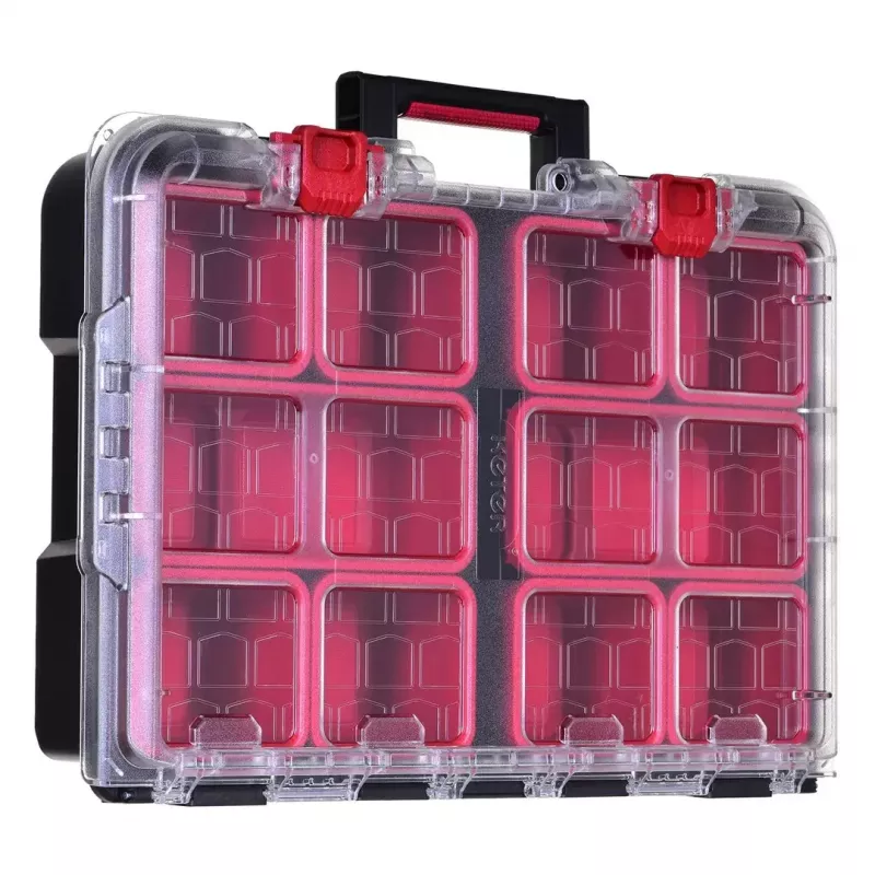 Zestaw 3 skrzynek do przechowywania Keter 250927 — składane organizery z technopolimeru na kółkach z zamkiem, 525×694×411 mm, czarny