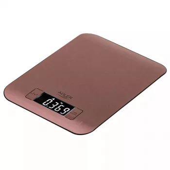 Elektroniczna waga kuchenna Adler AD 3183 — pojemność 5 kg, dokładność 1 g, powierzchnia ważenia ze stali nierdzewnej, kolor miedziany