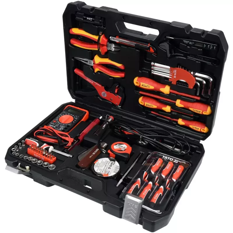 Zestaw narzędzi mechanicznych Yato YT-39009 — 68-częściowy zestaw, napęd 1/4 cala, czarna walizka