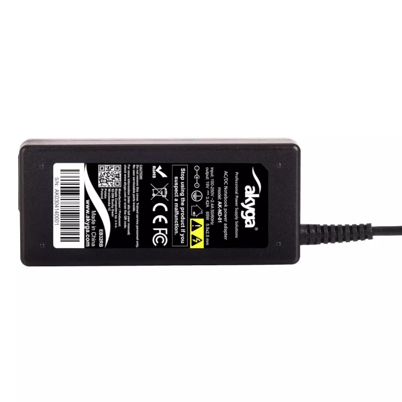Zasilacz do laptopa AKYGA - 19V/3.42A, 65W i wtyczka 5.5 x 2.5 mm