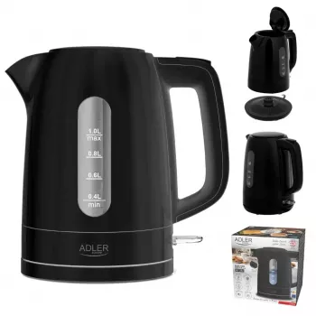 Czajnik elektryczny Adler AD 1380B — 1,7 l, do 2200 W, czarny, podstawa 360°
