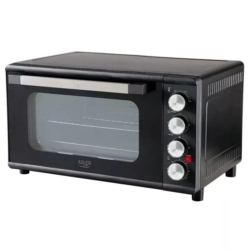 Mini piekarnik Adler AD 6030 — 30 L / 1500 W, timer mechaniczny, rożen, 230°C, wolnostojący, czarny